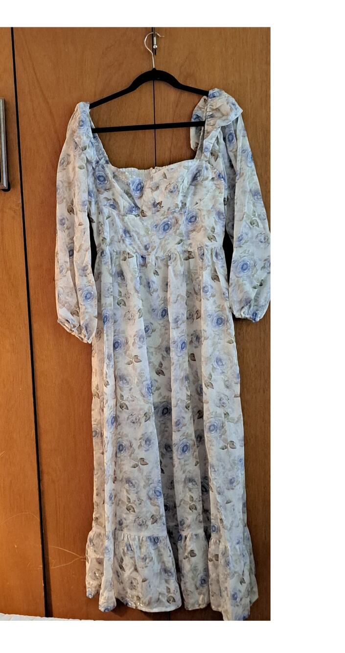 Floral Maxi Dress Puff Sleeves Cottagecore Corset Dresses Flowy Size Large